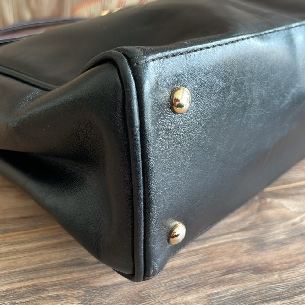 Pre-owned Classic Two-Tone Leather Top-Handle Bag - Brown & Black - Picture 11 of 12